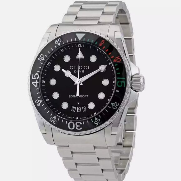 Gucci Dive XL Black Dial Stainless Steel Men's Watch